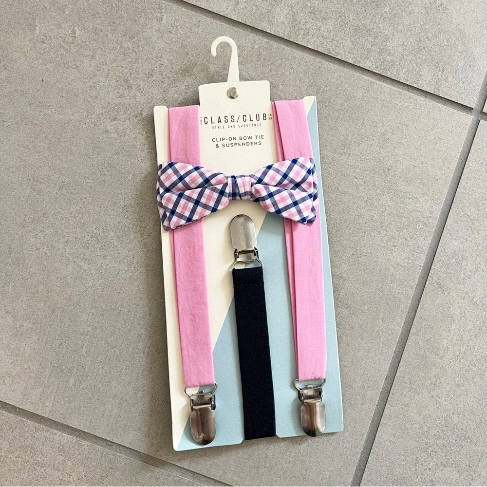 The Class/Club Style and Substance 1989 Blue Boys Clip-On Bow Tie & Suspenders